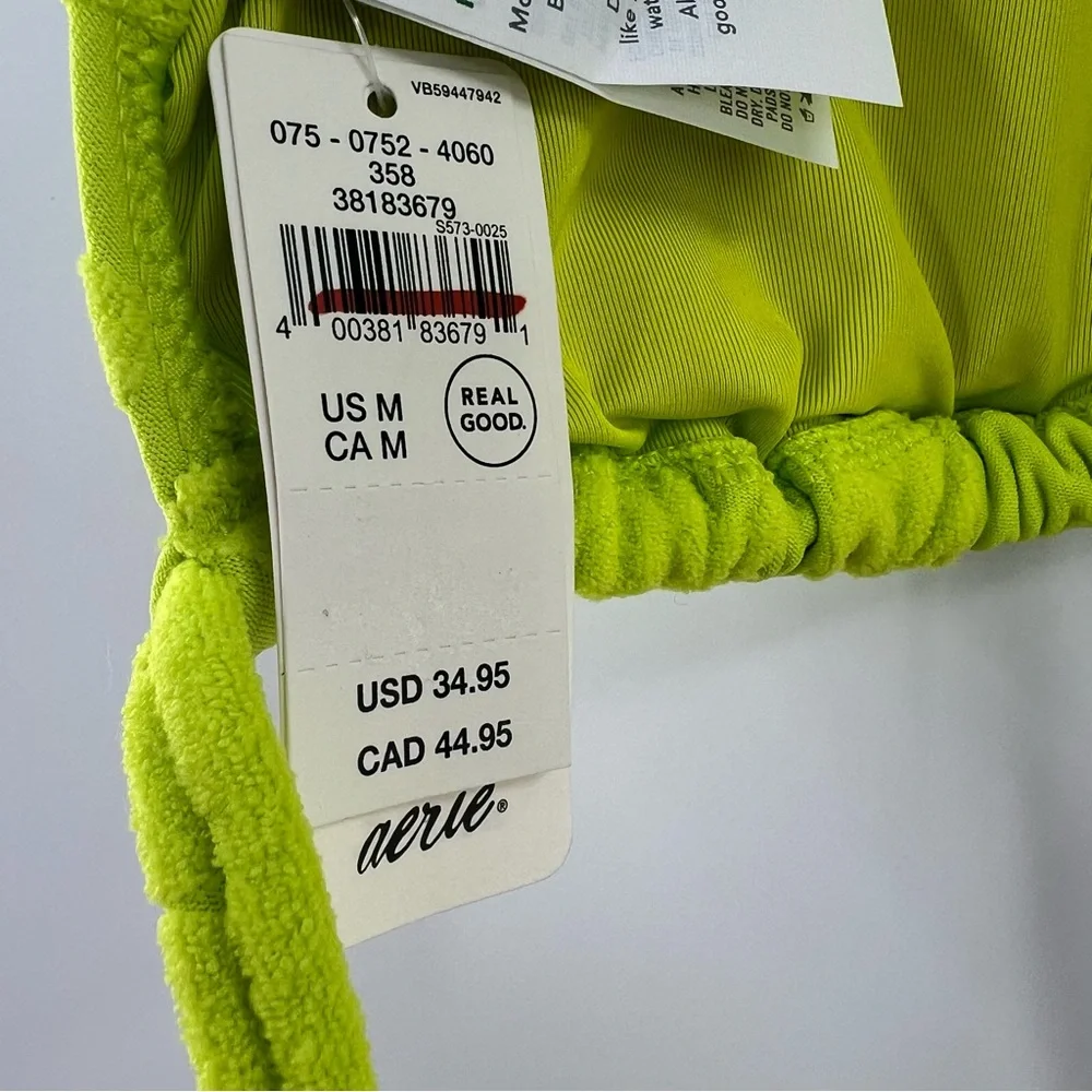 Aerie NWT Terry Triangle Bikini Top in Lime Slush